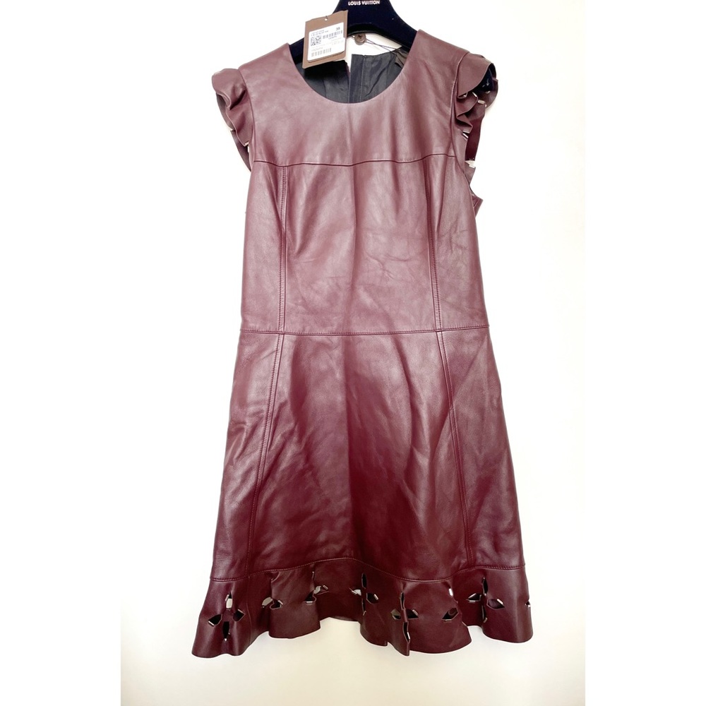 LOUIS VUITTON RTW burgundy leather dress 38